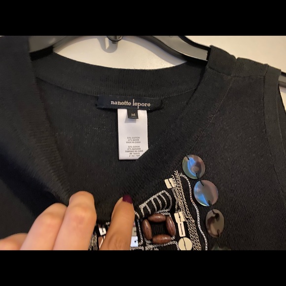 Nanette Lepore Little black dress chain and bead M - Picture 3 of 7